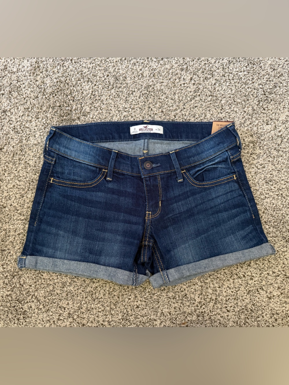 Hollister Dark Blue Low Rise Denim Shorts